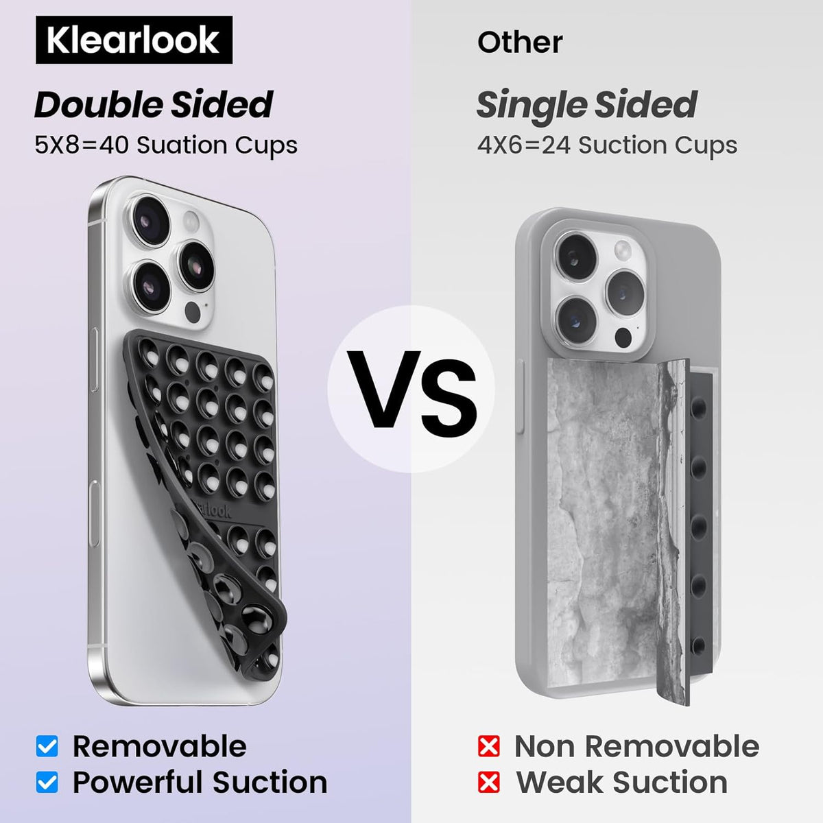 Klearlook 4PCS Silicone Double Sided Suction Cup Phone Case, Combination C