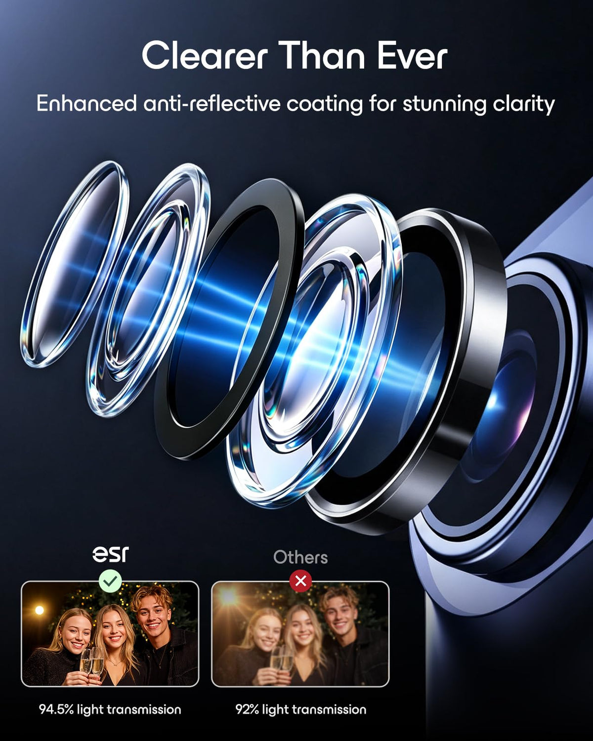 ESR for iPhone Duo Camera Lens Protector, 2 Pack, Black