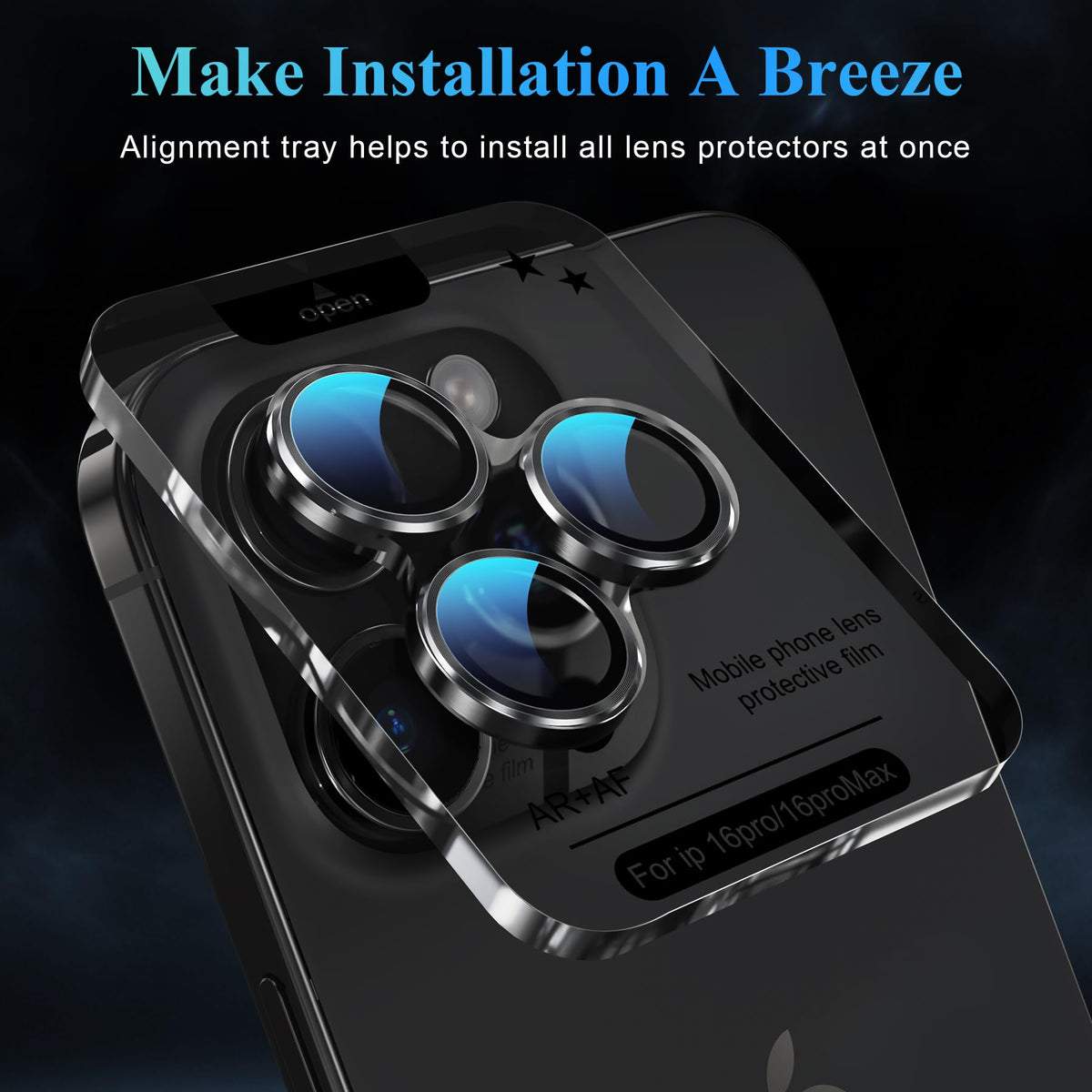 YWXTW Camera Lens Protector for iPhone 16 Pro/iPhone 16 Pro Max, [1 Step Installation Tray] Tempered Glass Screen Protector Metal Individual Camera Cover Accessories Case Friendly (Desert Titanium)