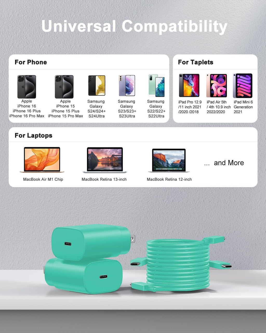 Type C Charger Fast Charging, 2Pack [10FT&6FT] Long USB C Cable with 25W Phone Super Fast Charger Block Compatible with Galaxy S26+/S25 Ultra,iPhone 18/17/16/Air/Plus/Pro Max/Duo