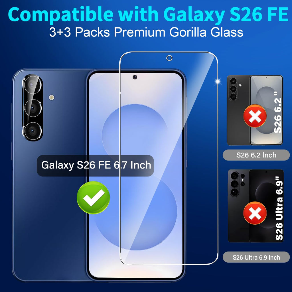 firtstnow 3 Pack for Samsung Galaxy S25 Ultra Screen Protector Tempered Glass + 3 Pack Camera Lens Protector, Military Grade Shatterproof, 9H Hardness, Fingerprint Unlock,Case Friendly 6.9 Inch
