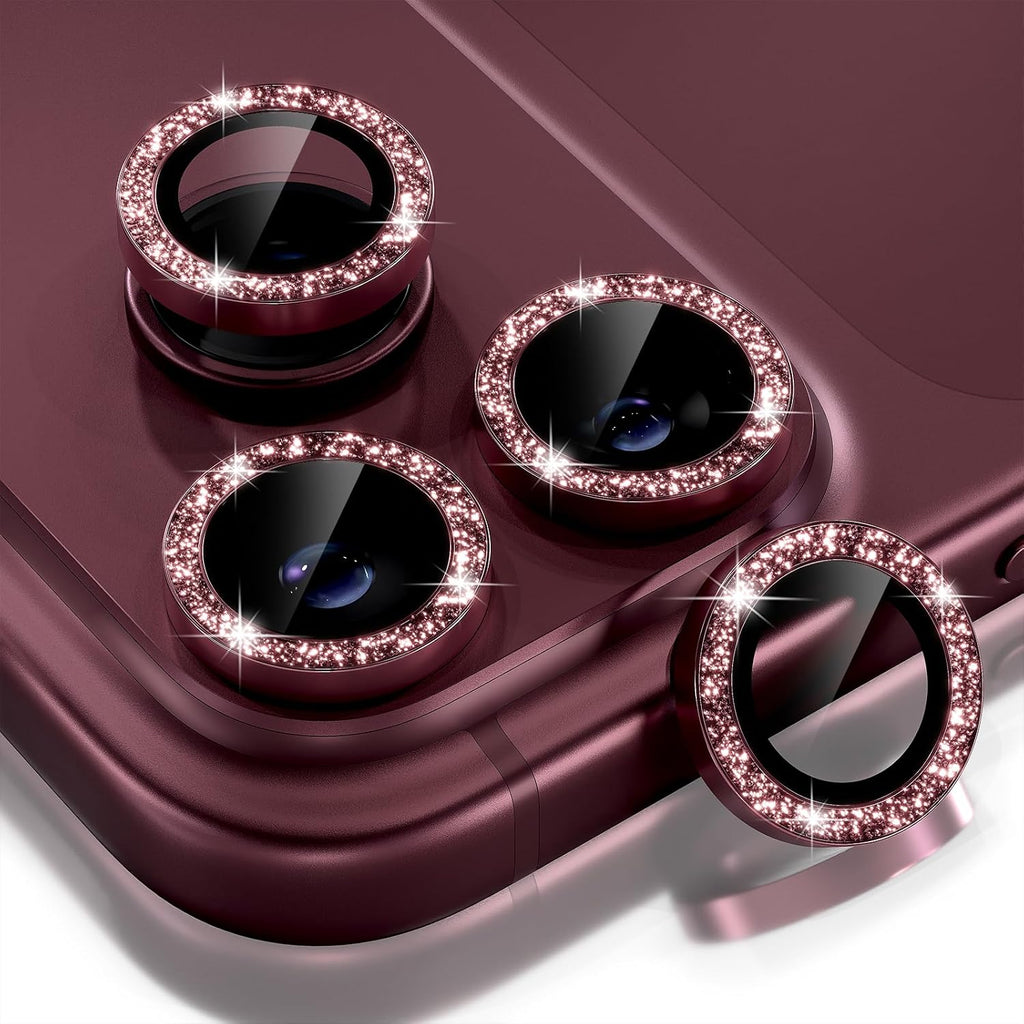 Choiche for iPhone 18 Pro/Pro Max Camera Lens Protector, Glitter Burgundy