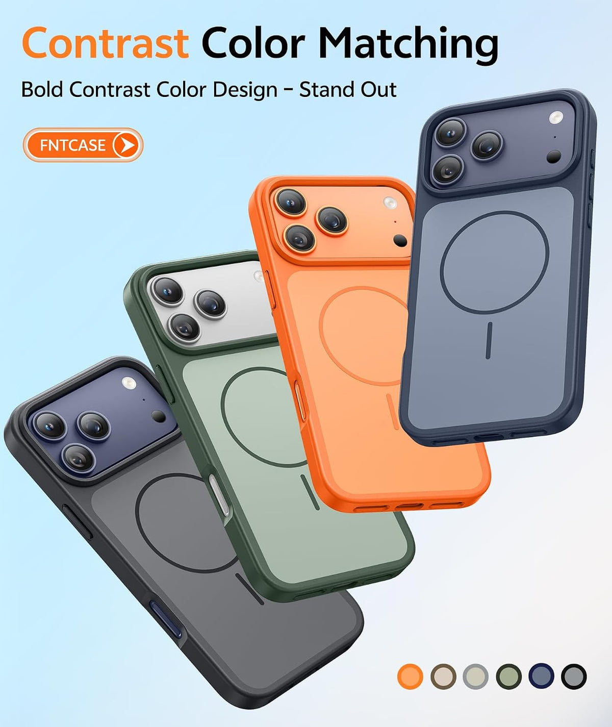 FNTCASE for iPhone 18 Pro/17 Pro Case Green: Matte Compatible with MagSafe