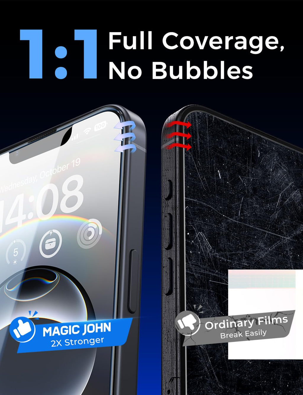 MAGIC JOHN 2 Pack Screen Protector for iPhone SE 3/SE 2 (2022/2020 Edition), iPhone7/8/6 Tempered Glass, Auto Dust-Elimination, Bubble Free, Easy Installation
