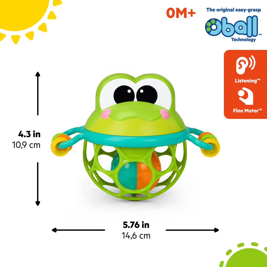 Bright Starts Oball Easy Grasp Classic Ball BPA-Free Infant Toy in Red, Yellow, Green, Blue, Age Newborn and up, 4 Inches