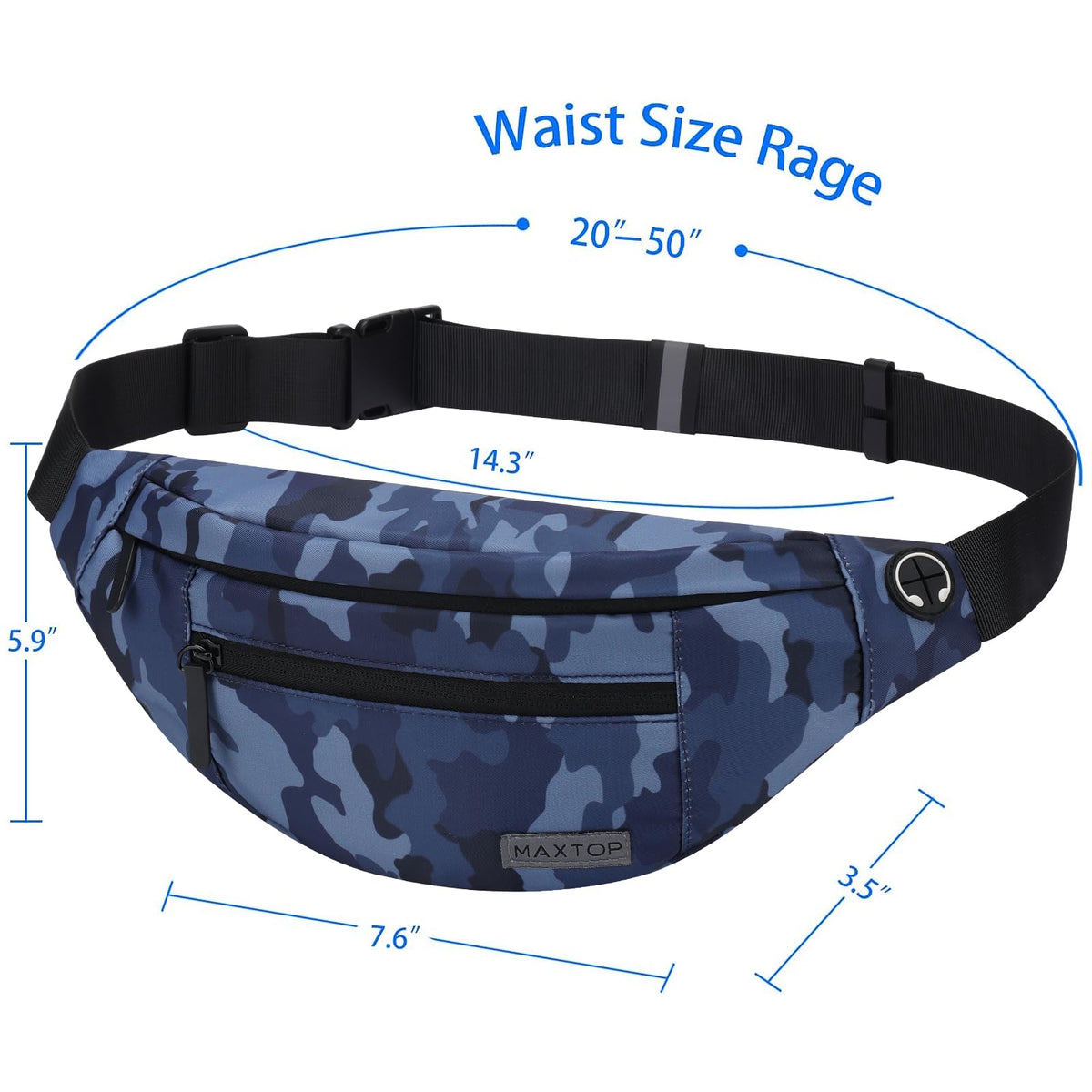 MAXTOP Large Fanny Pack for Women Men Crossbody Bag with 4-Zipper Pockets