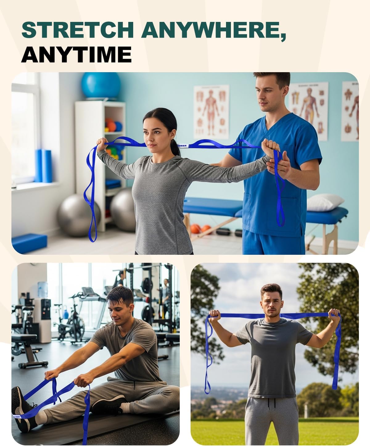 Trideer Stretching Strap with Loops, Yoga Strap, Stretch Bands for Exercise