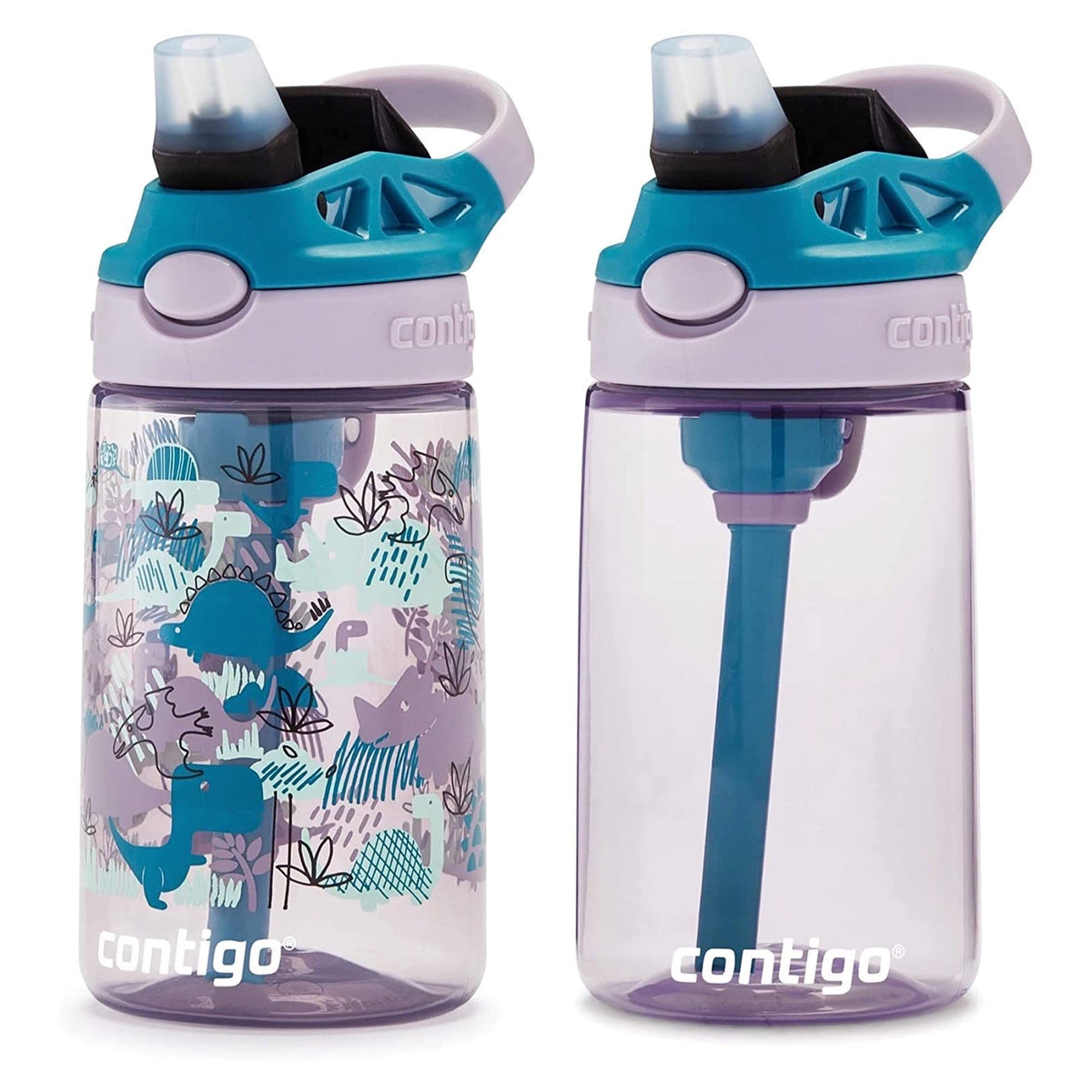 Contigo Aubrey Kids Water Bottle, Dinos & Sharks, 14oz, 2-Count
