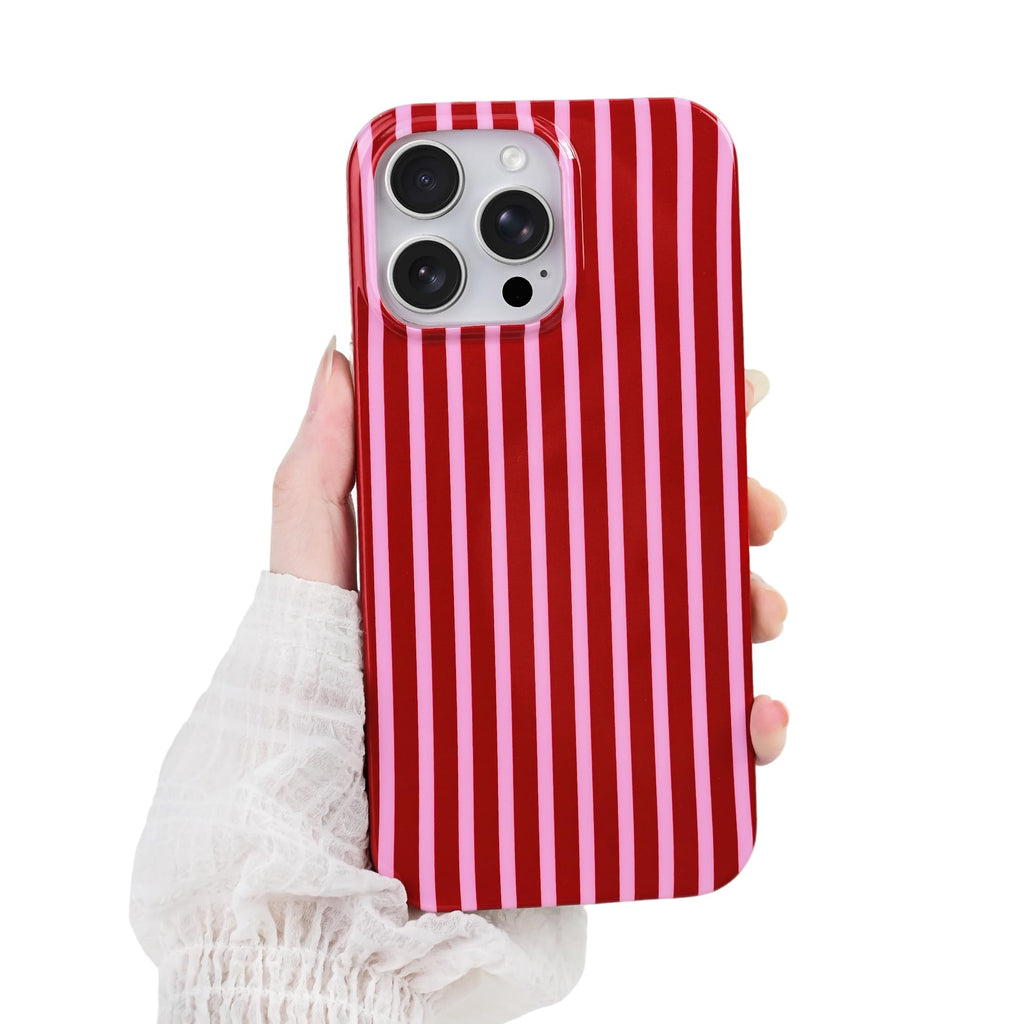 Cute Striped Case for iPhone 12 Pro Max 6.7",Pink/Yellow
