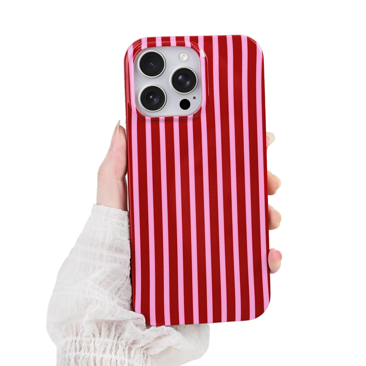 Cute Striped Case for iPhone 12 Pro Max 6.7",Pink/Yellow
