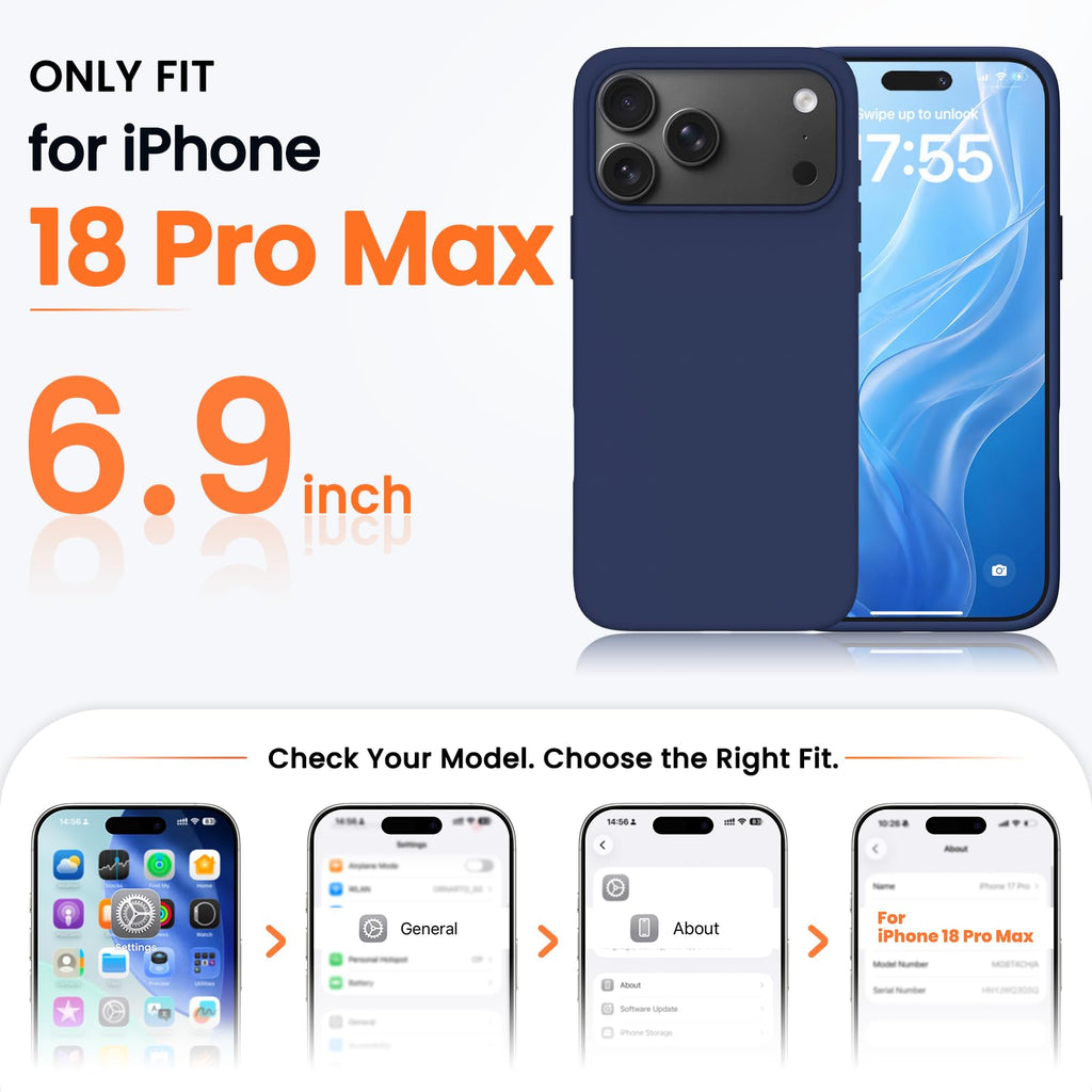 ORNARTO for iPhone 18 Pro Max Case, Liquid Silicone, Cloud Blue