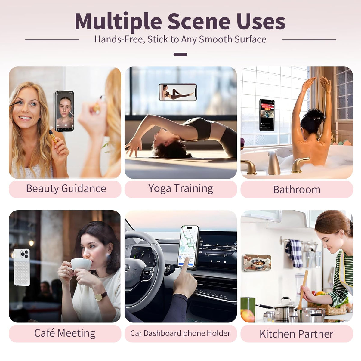 (2 Pack) Suction Cup Phone Case Mount Double Sided, White & Classic Black