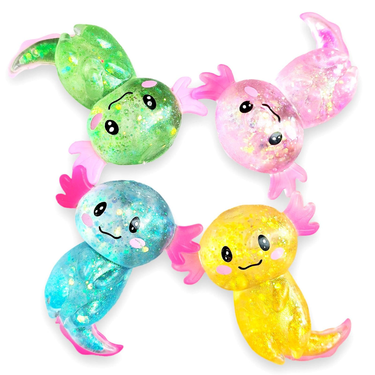 Axolotl Squishy Toy Squeeze Stress Relief Fidget Sensory Toy for Kids Adults, Cute Handheld Stress Ball for Anxiety and Focus, Purple Big Ears(Pink)