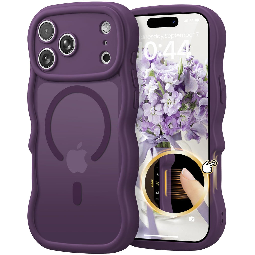 for iPhone 17 Pro/18 Pro Case for Magsafe Wavy, Burgundy Wine