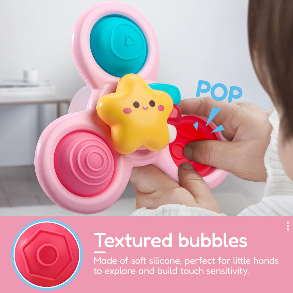 ALASOU Pop Suction Cup Spinner Airplane Travel Toys for 1 Year Old Boy Girl