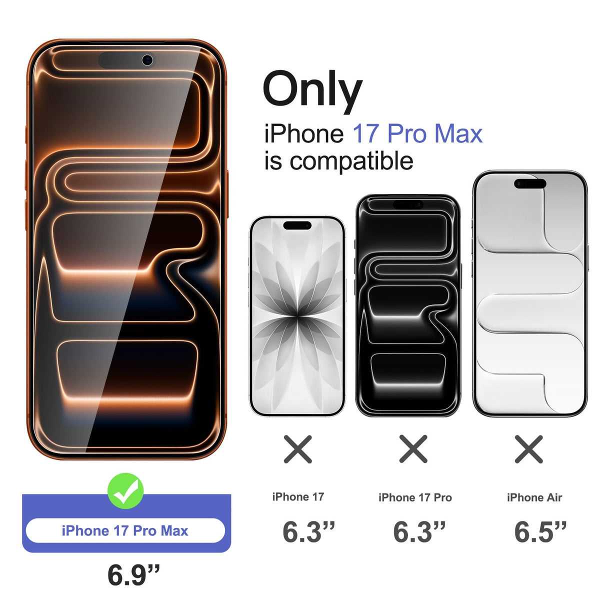 NEW'C for iPhone 16 Pro Screen Protector + Camera Lens Protector + Tool