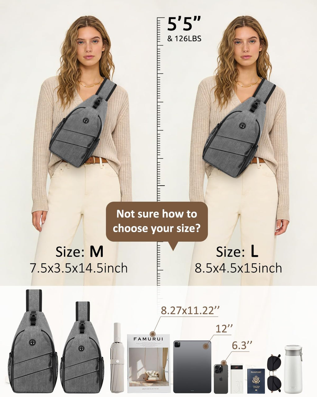 Pritent Crossbody Bags for Women Men Trendy Sling Bag Backpack Casual Chest Bag with Convertible Shoulder Strap