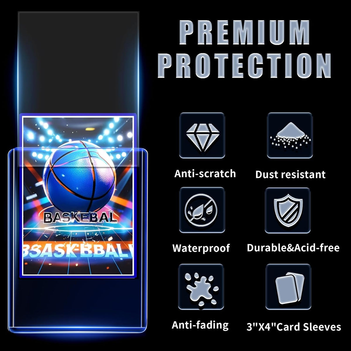 3"x4" Toploaders Card Protectors,100 Hard Holders + 100 Soft Sleeves