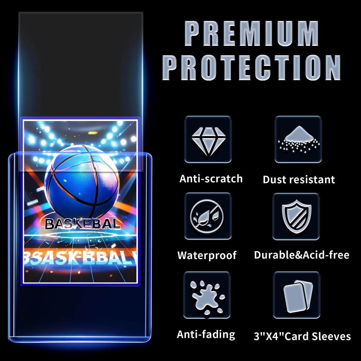 3"x4" Toploaders Card Protectors,100 Hard Holders + 100 Soft Sleeves