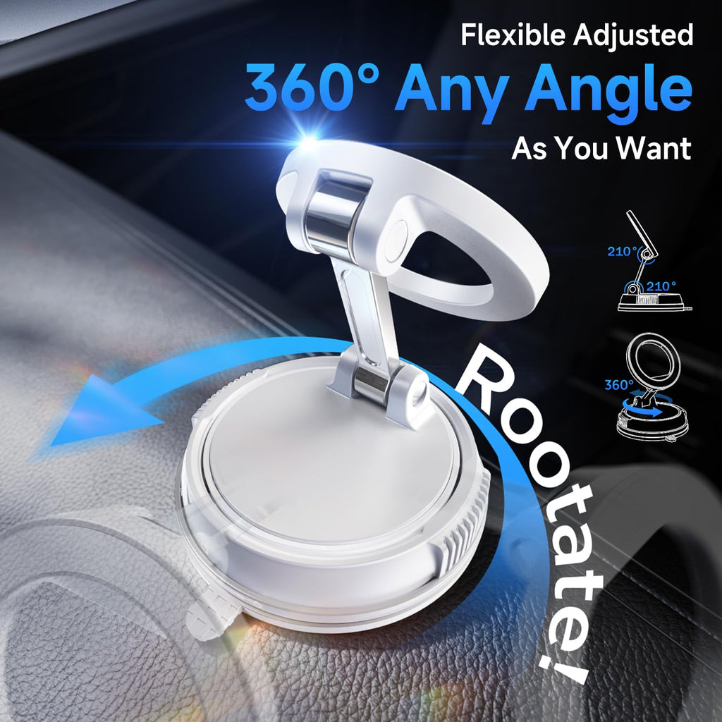 Compact Foldable Car Phone Holder for Magsafe [78+LBS Strongest Suction & 2400gf Strongest Magnetic] 360° Adjustable Car Phone Mount, Phone Holders for Your Car for iPhone 18-12 Pro Max (Carbon Fiber)