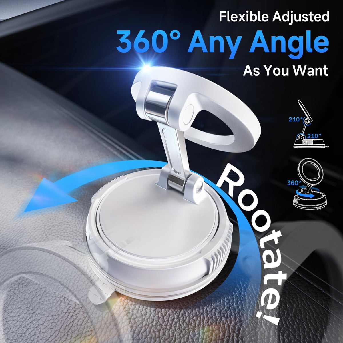 Compact Foldable Car Phone Holder for Magsafe [78+LBS Strongest Suction & 2400gf Strongest Magnetic] 360° Adjustable Car Phone Mount, Phone Holders for Your Car for iPhone 18-12 Pro Max (Carbon Fiber)