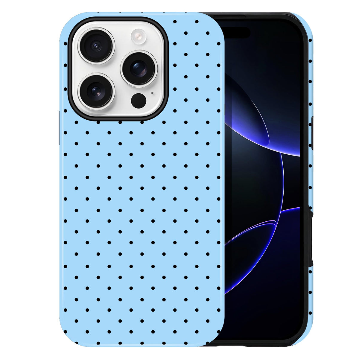Polka Dot Pattern Phone Case for iPhone 16 Pro Max 6.9", Navy