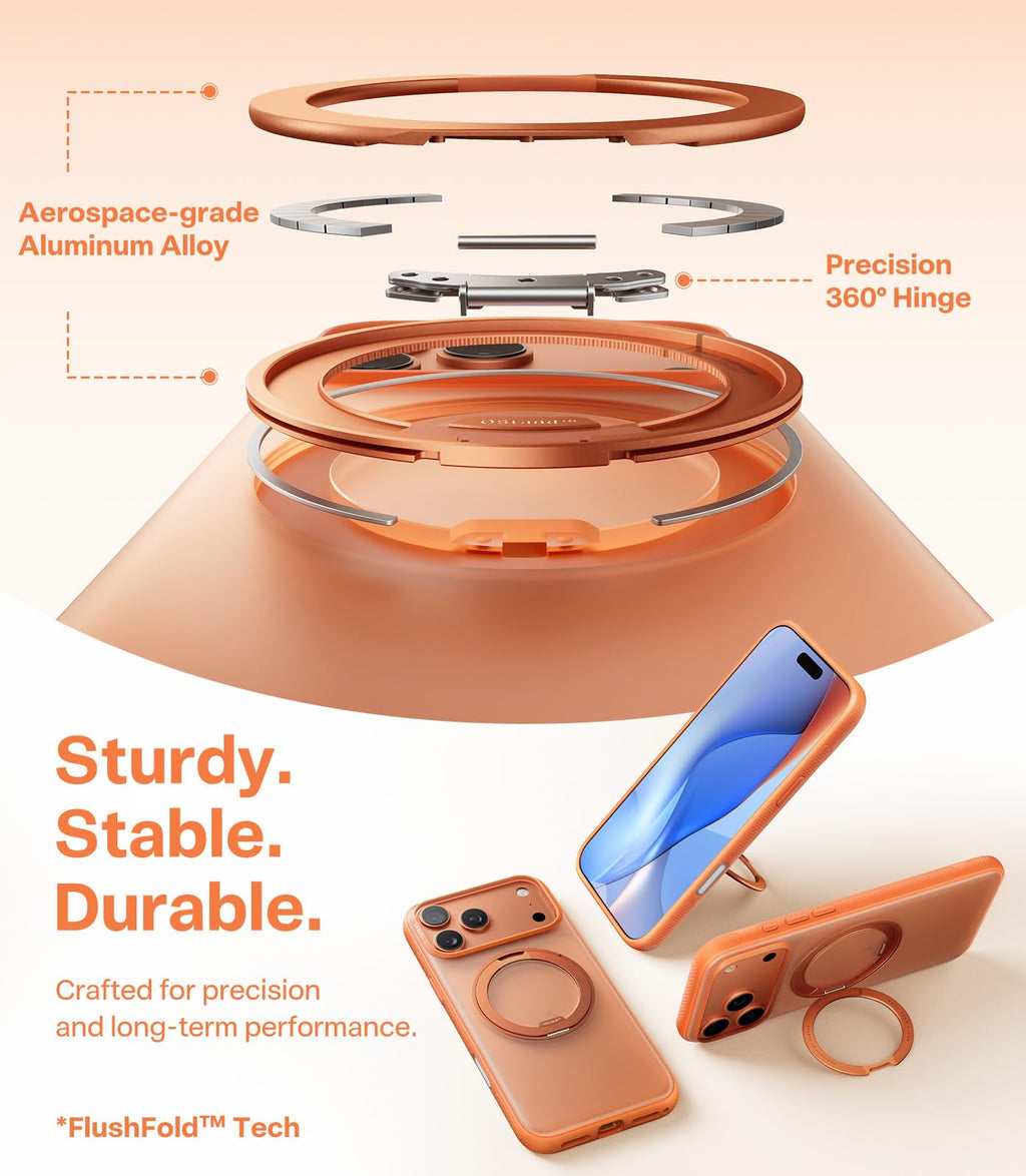 TORRAS 360 Magnetic Stand for iPhone 17 Pro Max Case, Clear