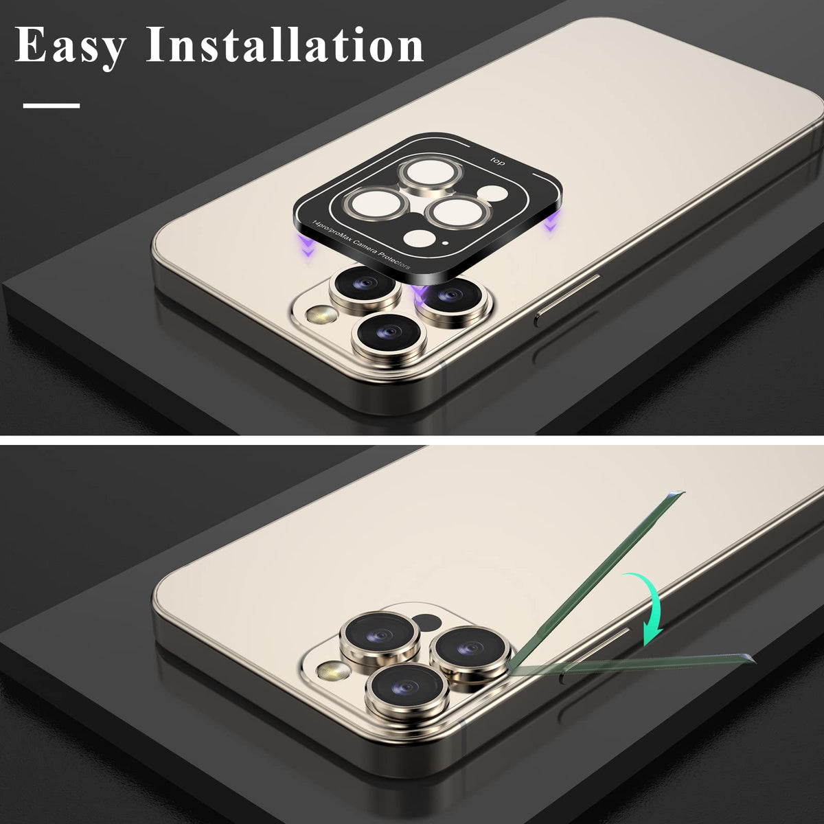 YWXTW Camera Lens Protector for iPhone 16 Pro/iPhone 16 Pro Max, [1 Step Installation Tray] Tempered Glass Screen Protector Metal Individual Camera Cover Accessories Case Friendly (Desert Titanium)