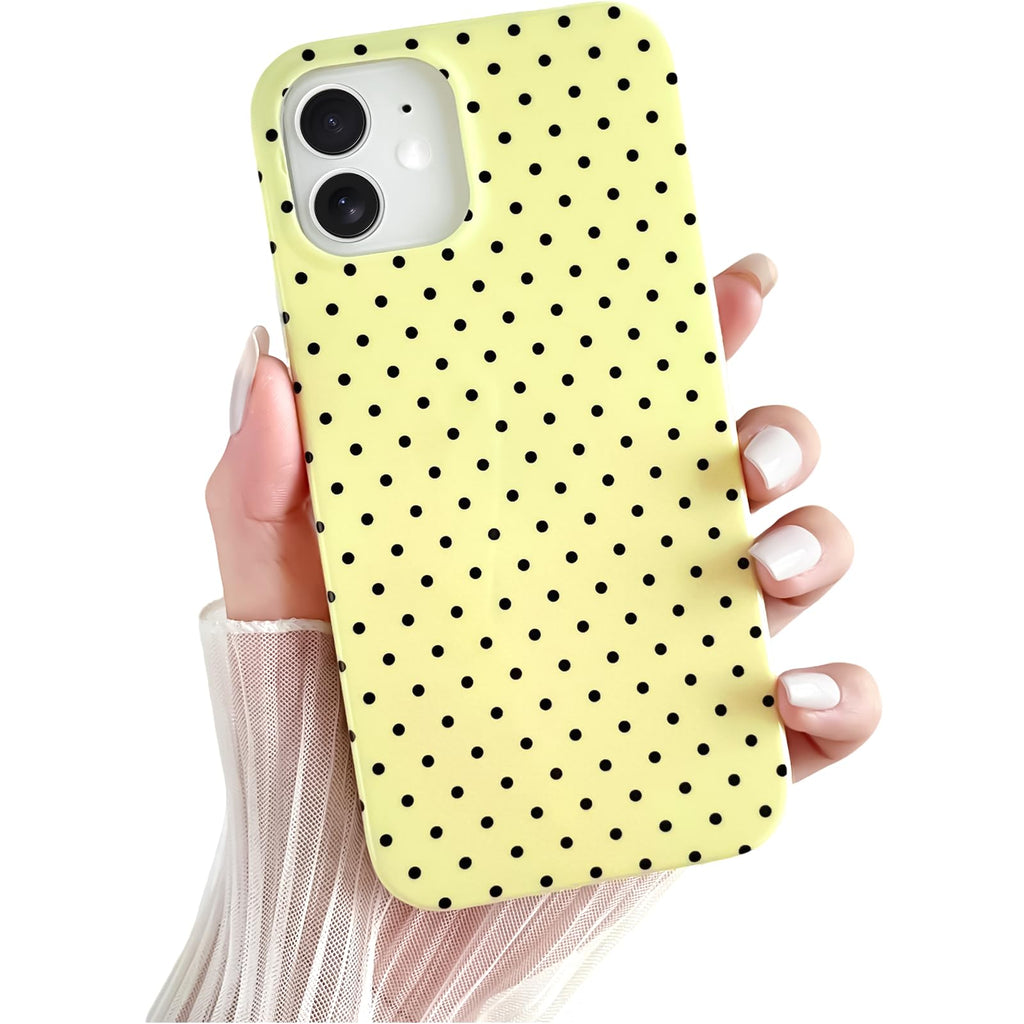 Yeddabox for iPhone 14 Plus Case Cute Polka Dot Phone Case Soft TPU Slim Shockproof Phone Cover for Women Girls, White
