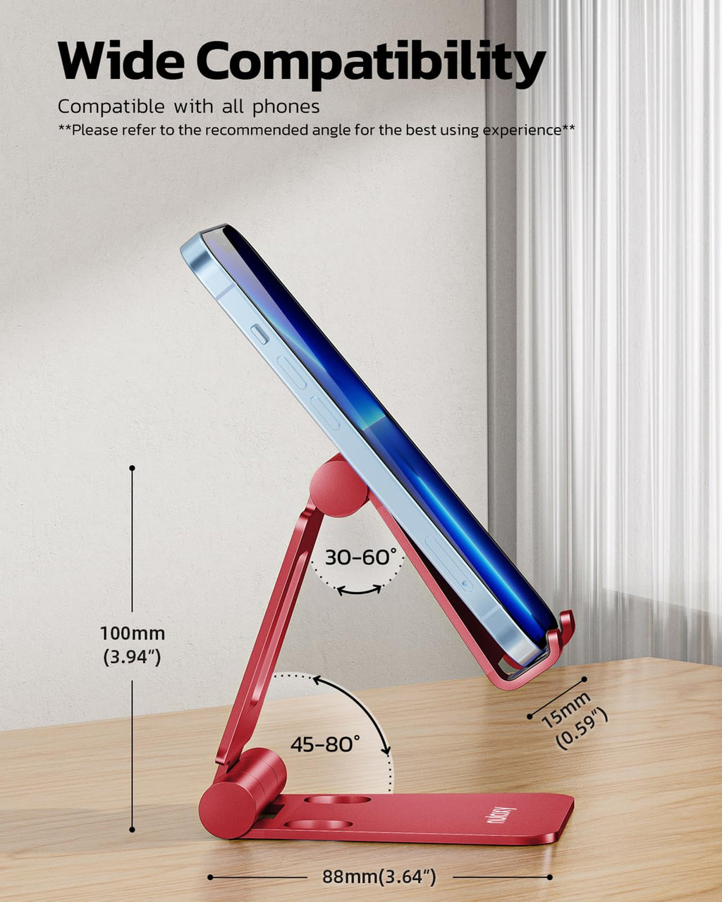 Nulaxy Full Aluminum Dual Folding Cell Phone Stand for Desk, Purple
