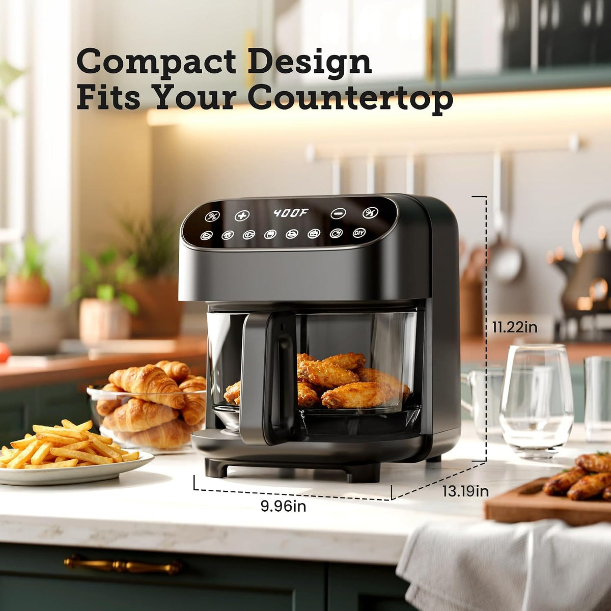 Kismile 5QT Glass Air Fryer, Non Toxic AirFryer with Digital Touch Control