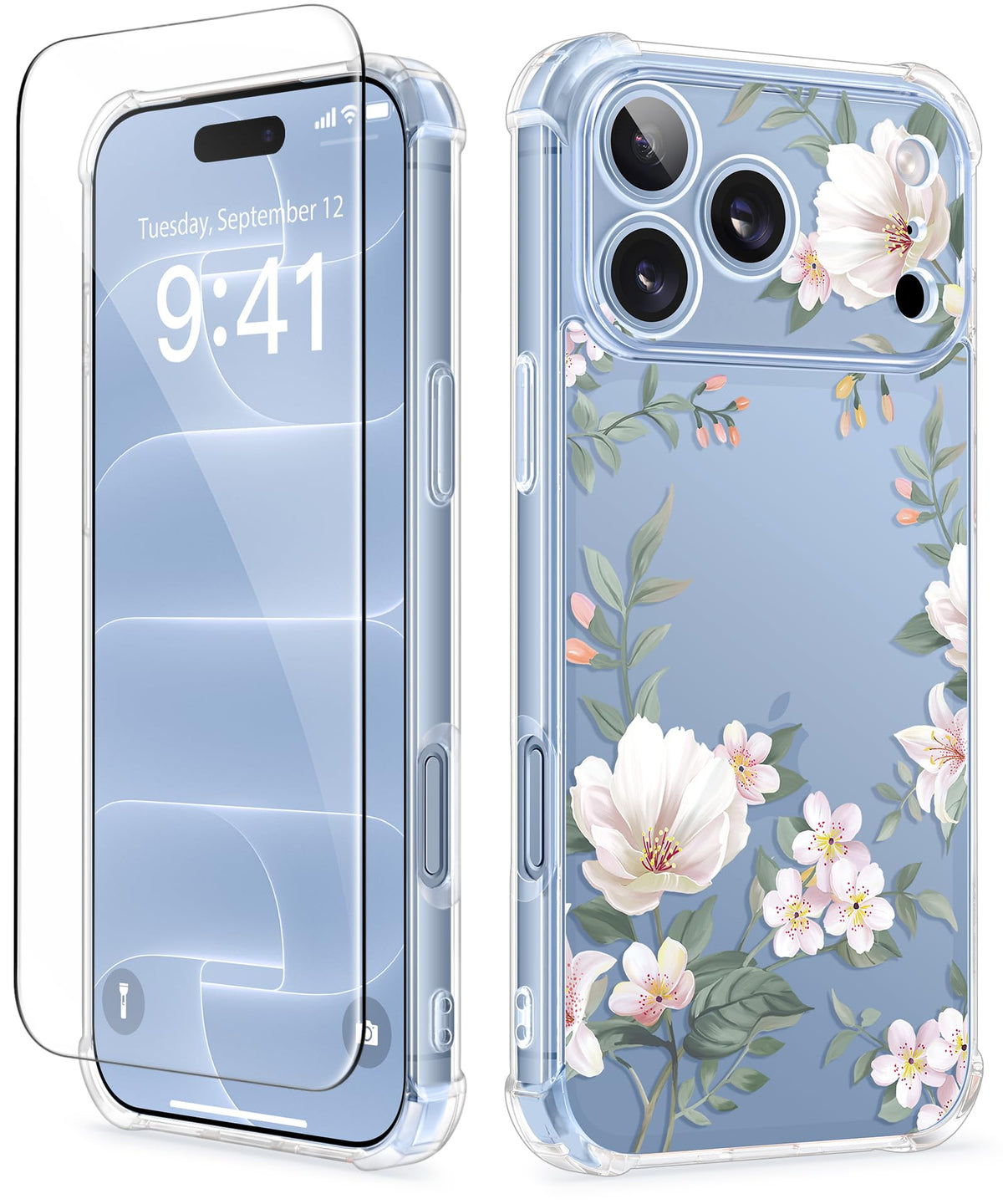 GVIEWIN for iPhone 18 Pro Max Case/17 Pro Max Case Floral Clear Slim Women