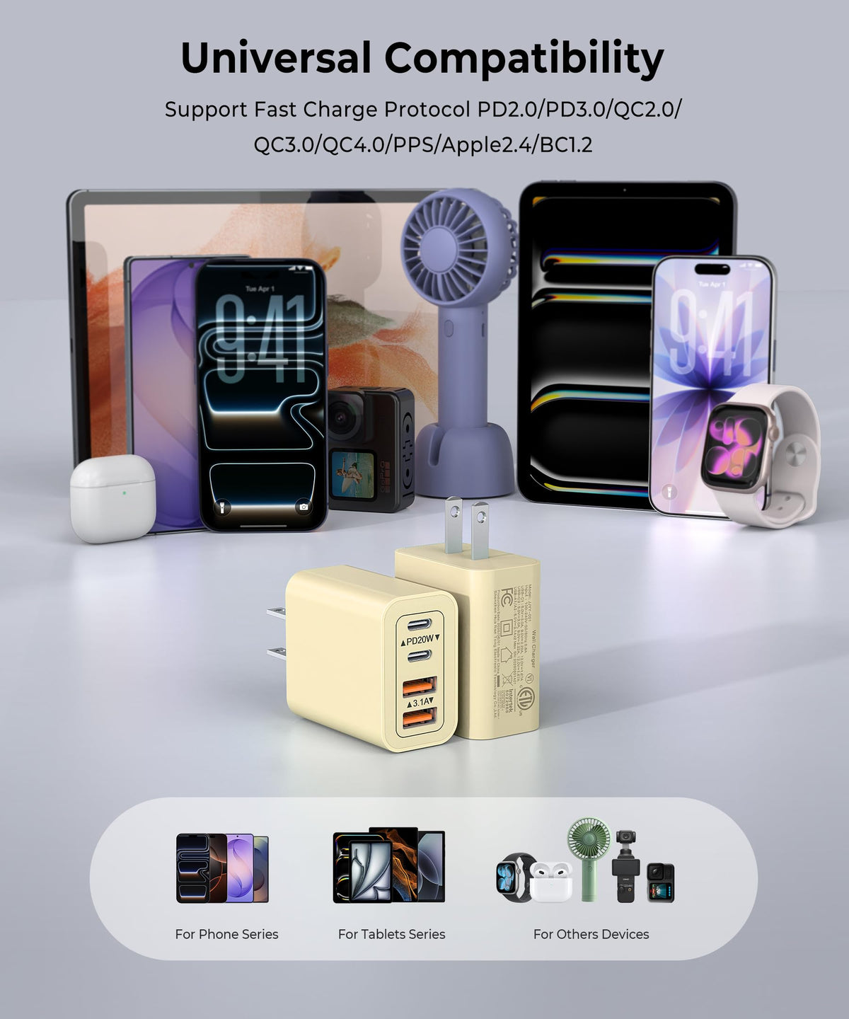 [2-Pack] USB C Wall Charger, 40W Type C Charger Fast Charging Blocks