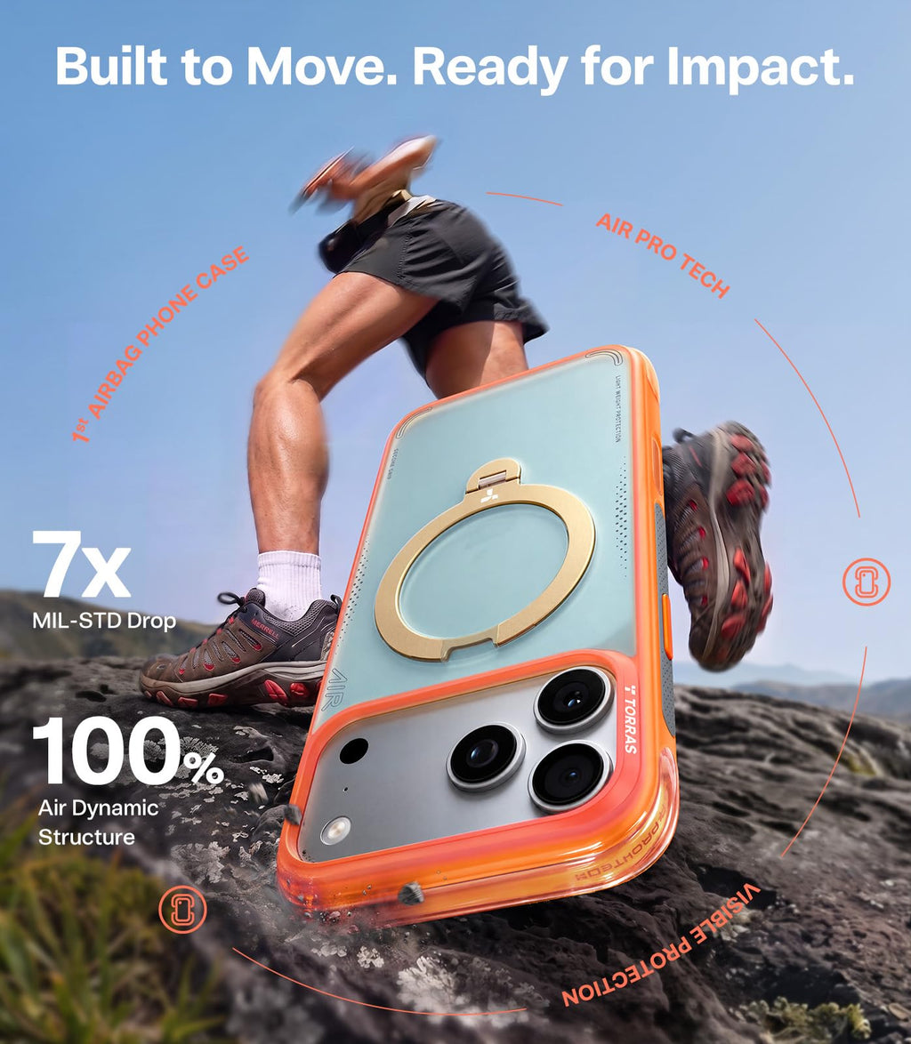 TORRAS Ostand Q3 Air for iPhone 15 Pro Max Case with Stand, Shockproof