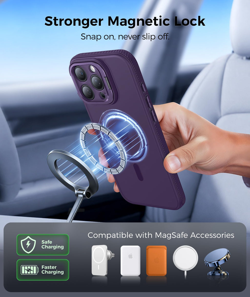 FNTCASE for Samsung Galaxy Z Fold 7 Case with 360 Spin Magnetic Stand Black