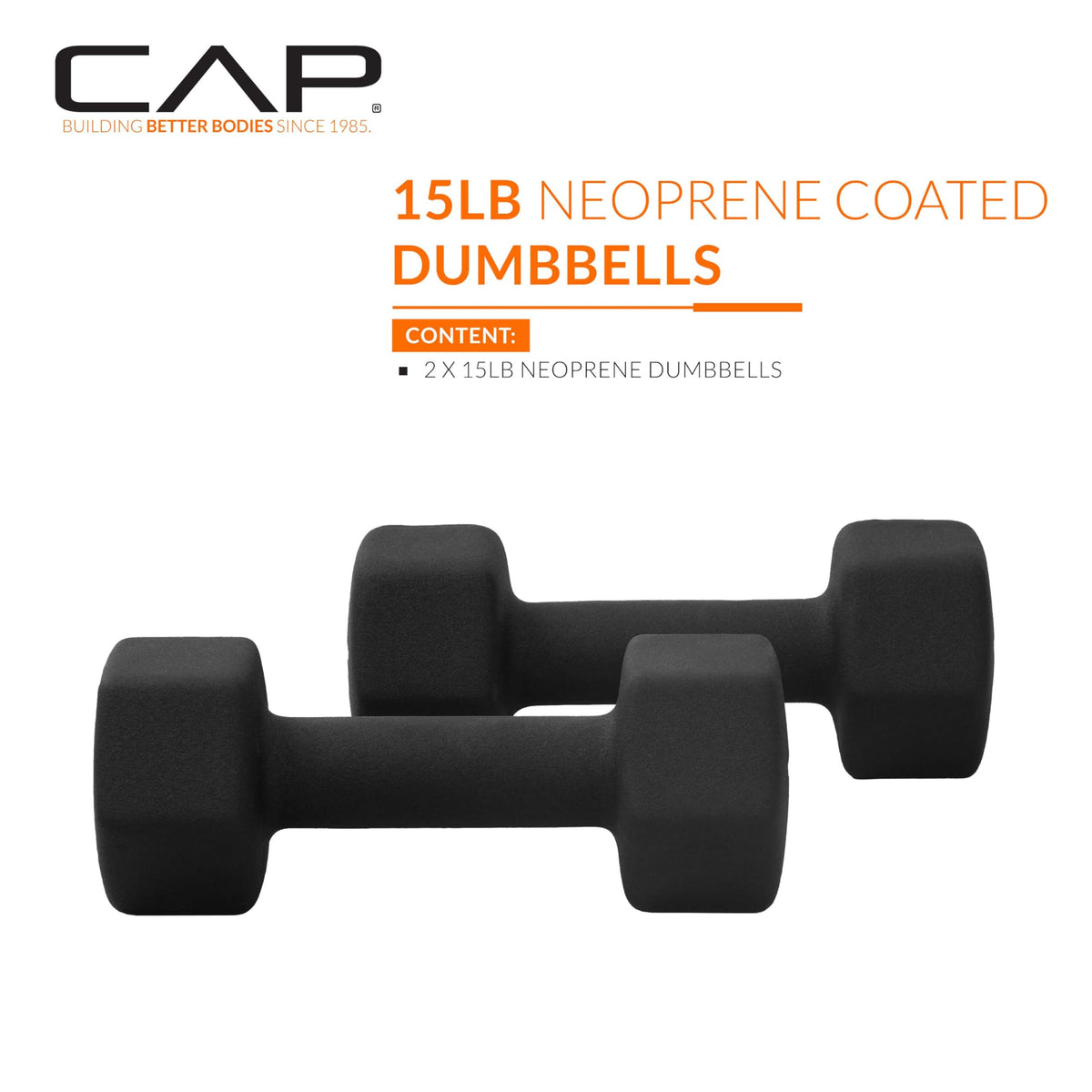 CAP Neoprene Dumbbell Pairs & Sets, Non-Slip Grip, Hex Design