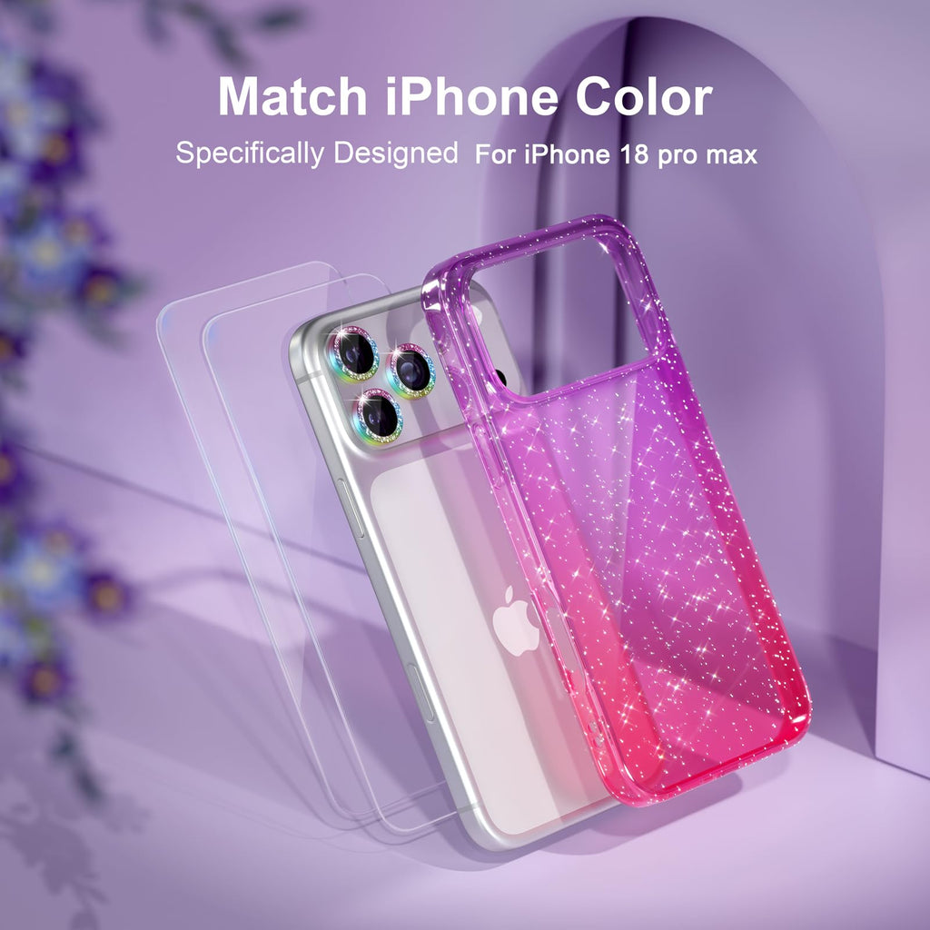 Choiche for iPhone 18 Pro Max Case Clear Women Girly (Glitter Clear)