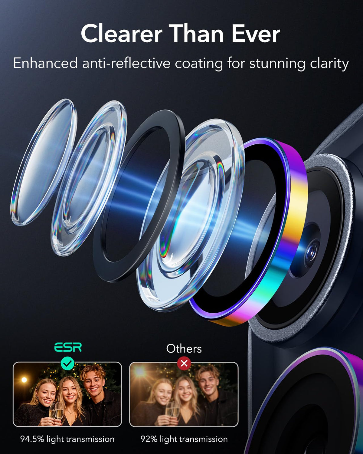 ESR for iPhone Duo Camera Lens Protector, 2 Pack, Black