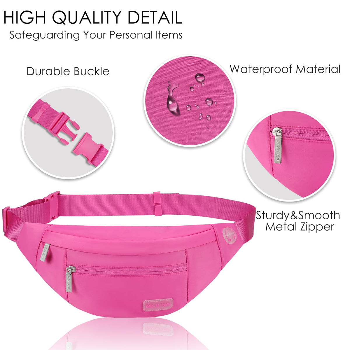 MAXTOP Large Fanny Pack for Women Men Crossbody Bag with 4-Zipper Pockets