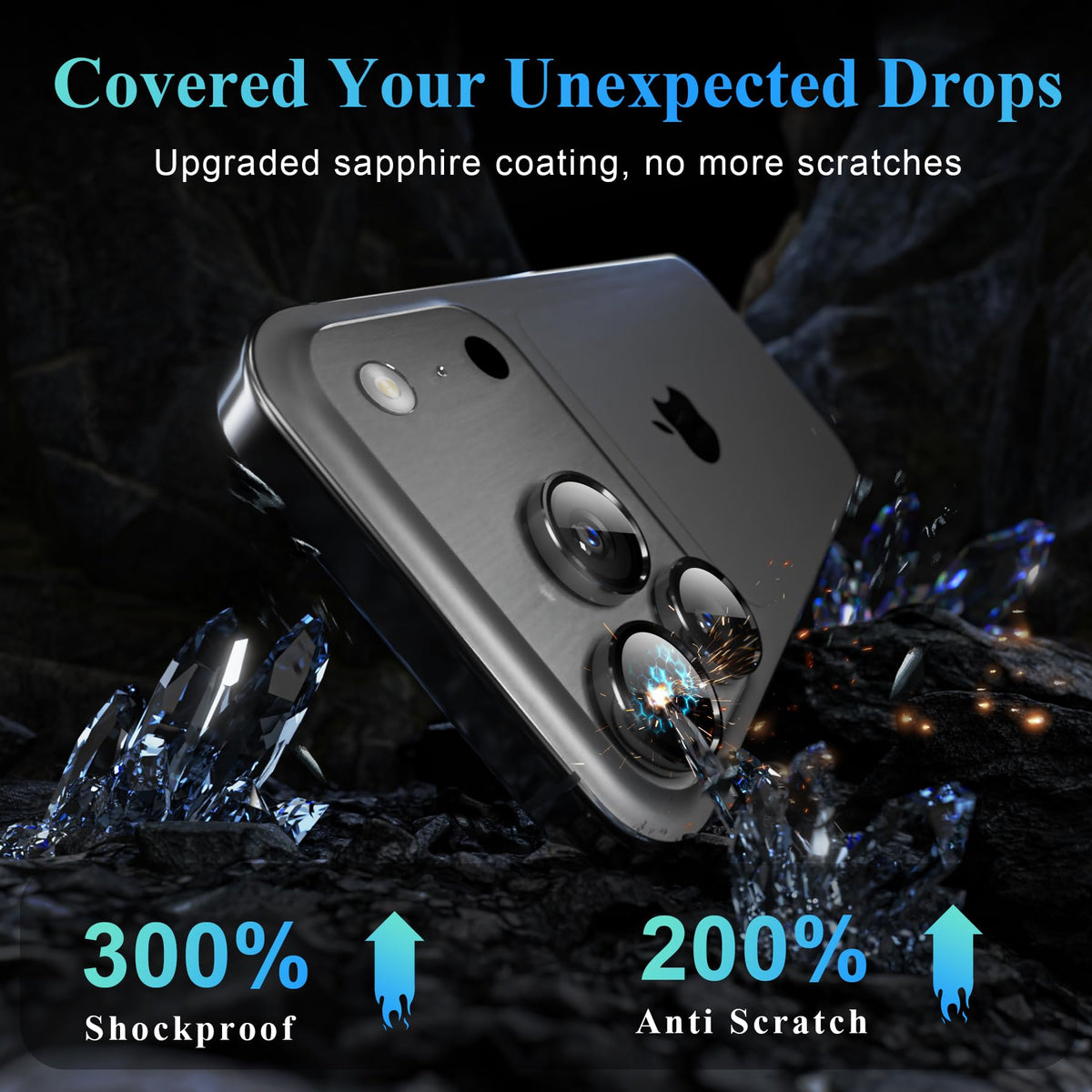 YWXTW Camera Lens Protector for iPhone 16 Pro/iPhone 16 Pro Max, [1 Step Installation Tray] Tempered Glass Screen Protector Metal Individual Camera Cover Accessories Case Friendly (Desert Titanium)