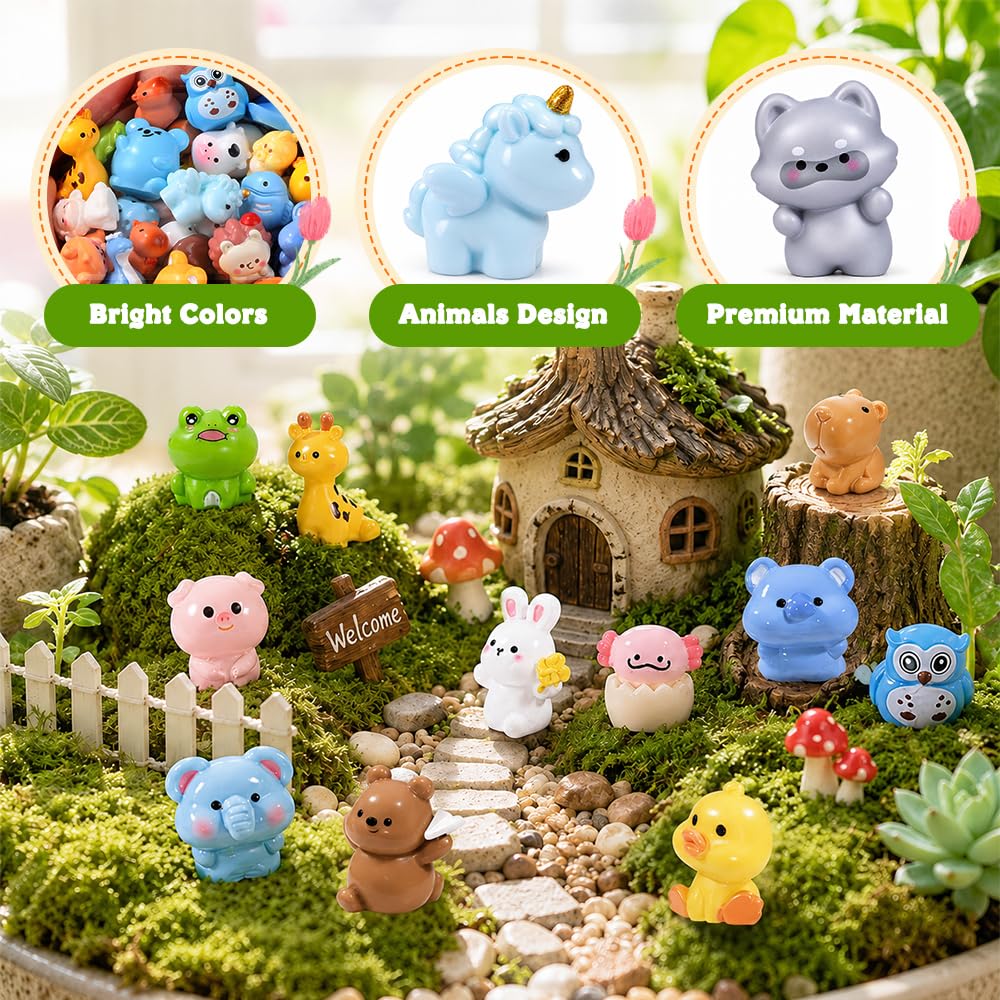 DIYDEC 40PCS Christmas Mini Ducks Figures Toys Miniature Resin Animal Decor