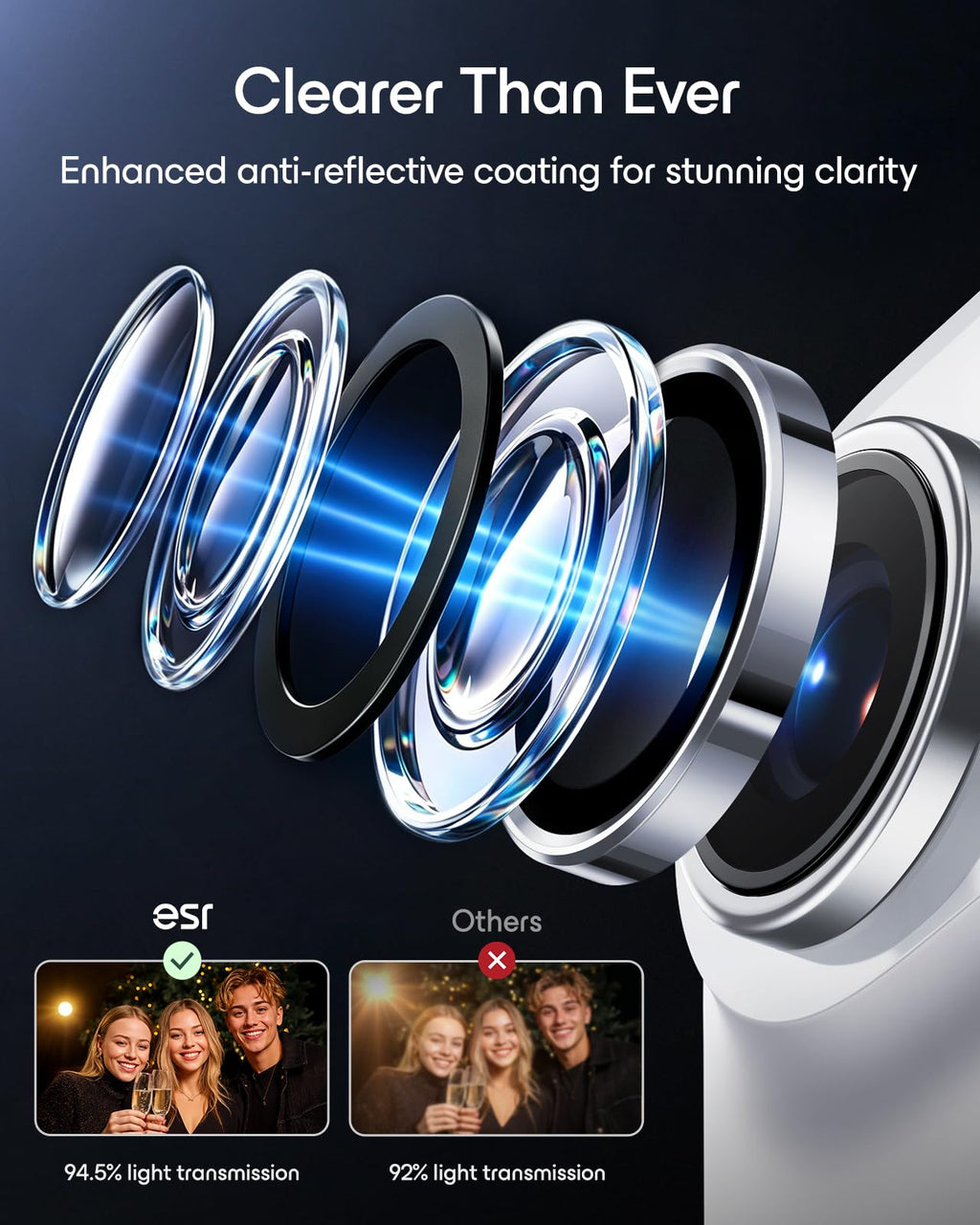 ESR for iPhone Duo Camera Lens Protector, 2 Pack, Black