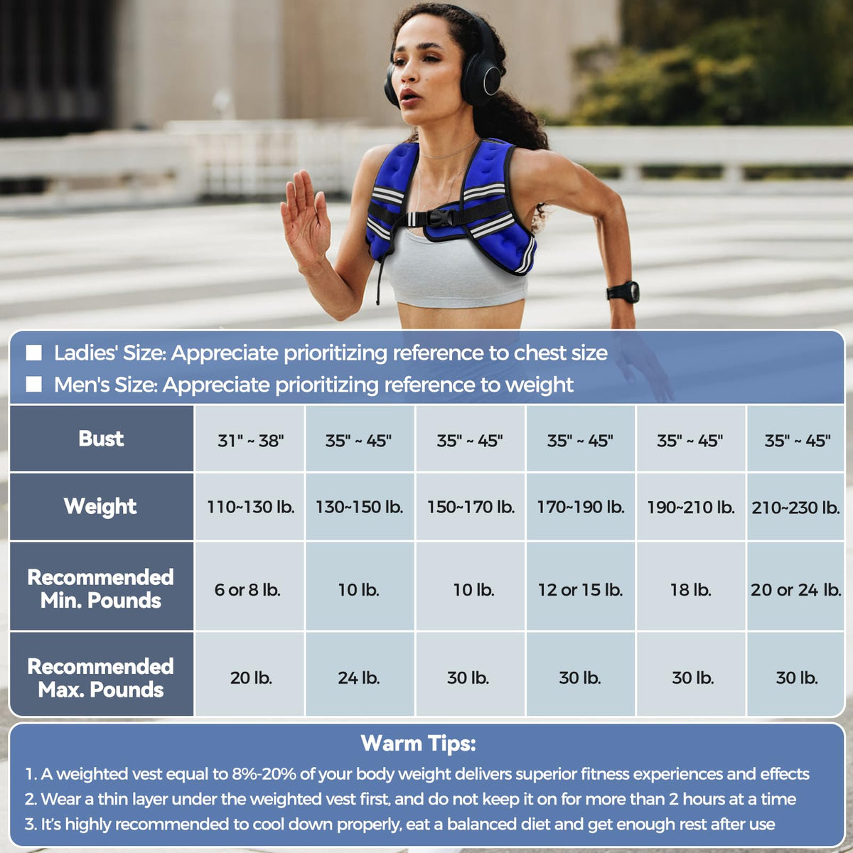 Zeerun Weighted Vest, 6/8/10/12/15/18/20/24/30LB for Men Women