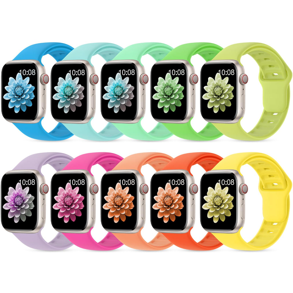 10 Pack Silicone Sport Bands Compatible with Apple Watch Band Women Men
