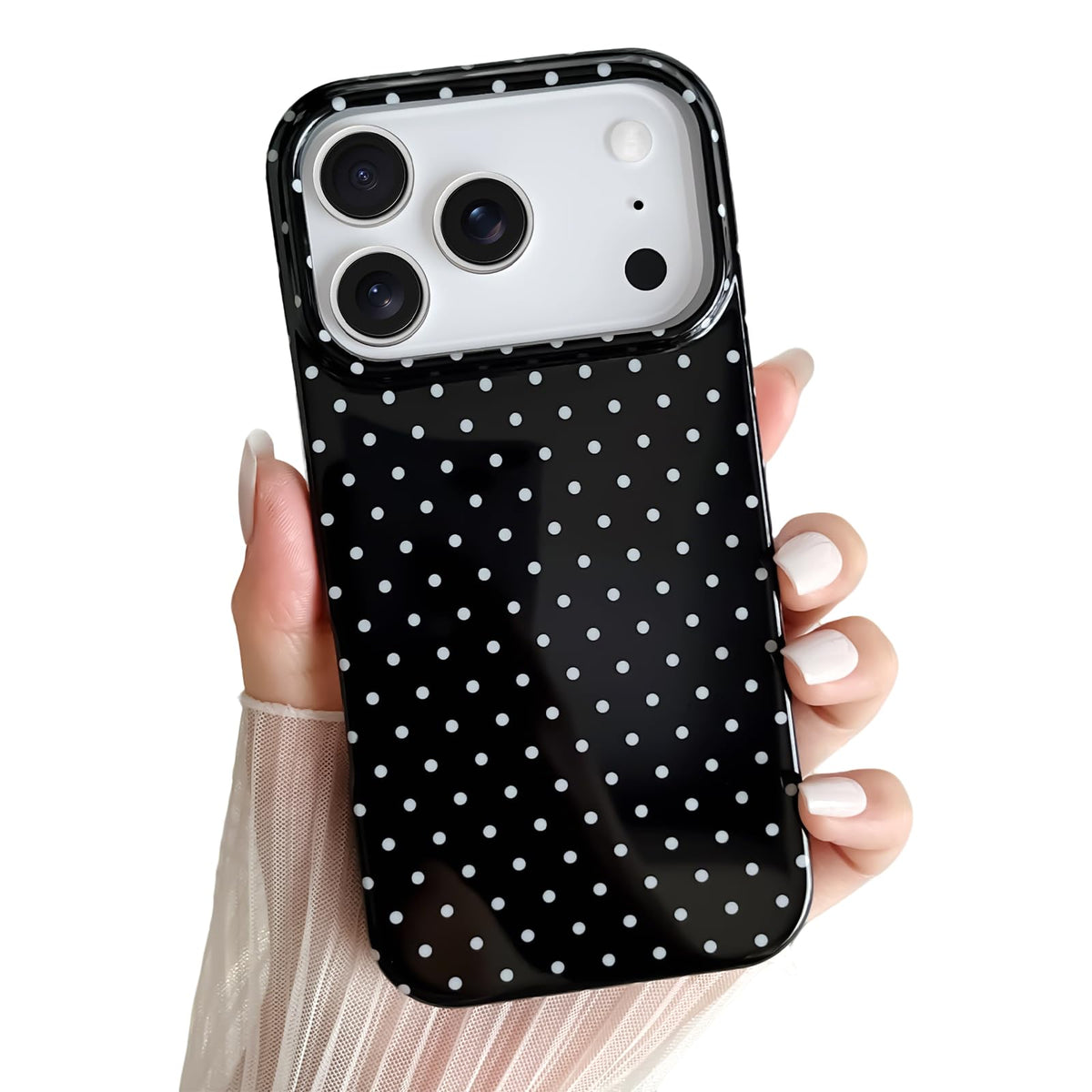 Yeddabox for iPhone 14 Plus Case Cute Polka Dot Phone Case Soft TPU Slim Shockproof Phone Cover for Women Girls, White