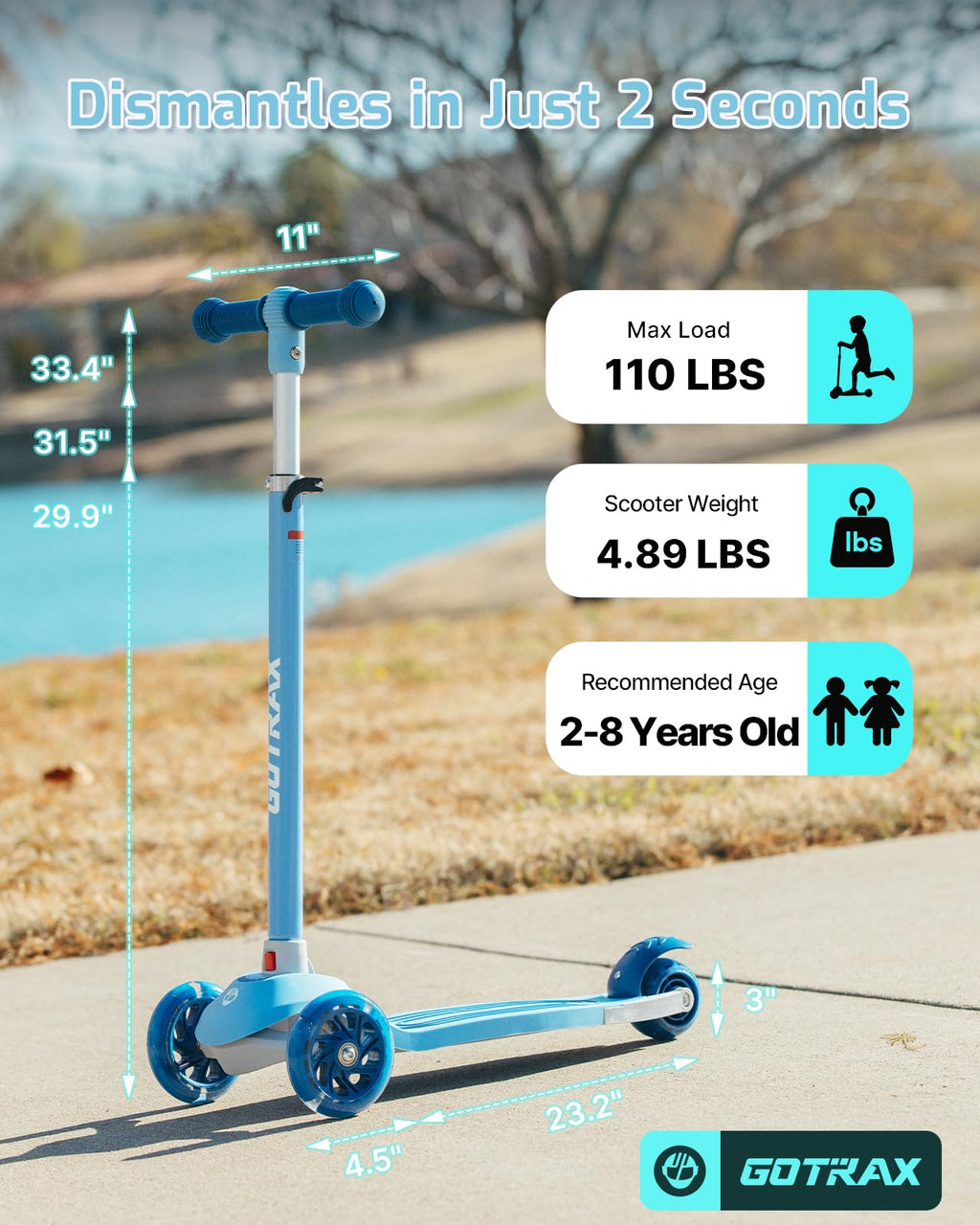 Gotrax KS1 Kids Kick Scooter, 3 Wheels for Boys & Girls 2-8, Gifts