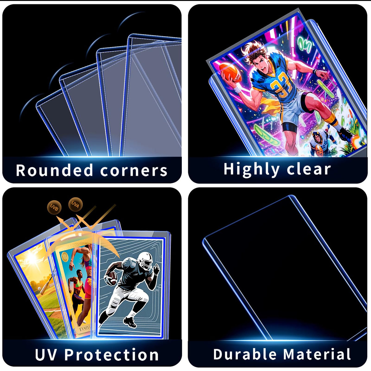 3"x4" Toploaders Card Protectors,100 Hard Holders + 100 Soft Sleeves