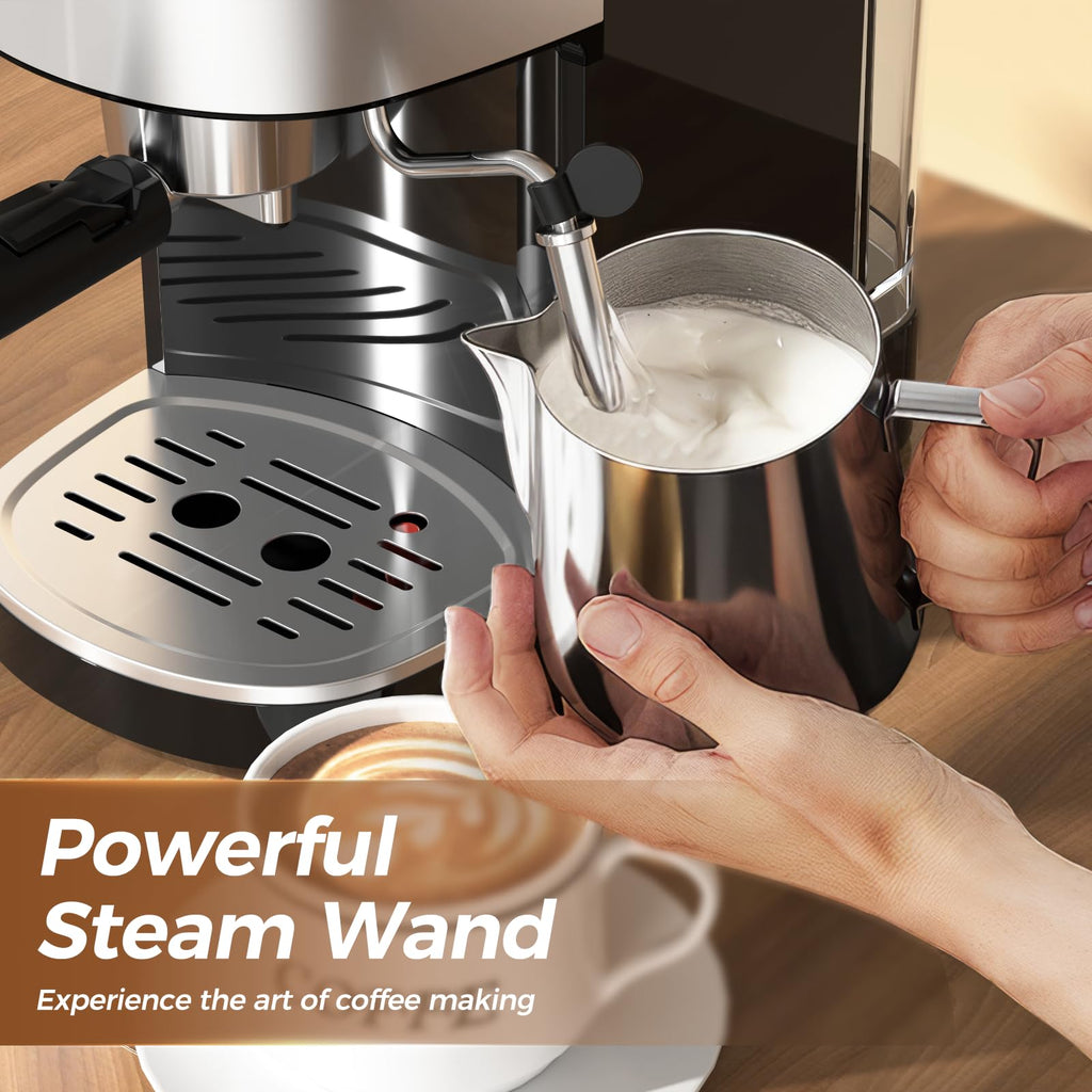 Kismile 20 Bar Stainless Steel Espresso Machine with Steam Milk Frother