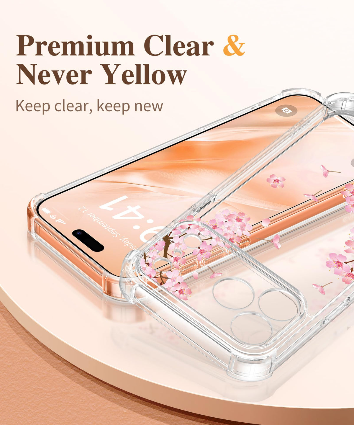 GVIEWIN for iPhone 18 Pro Max Case/17 Pro Max Case Floral Clear Slim Women