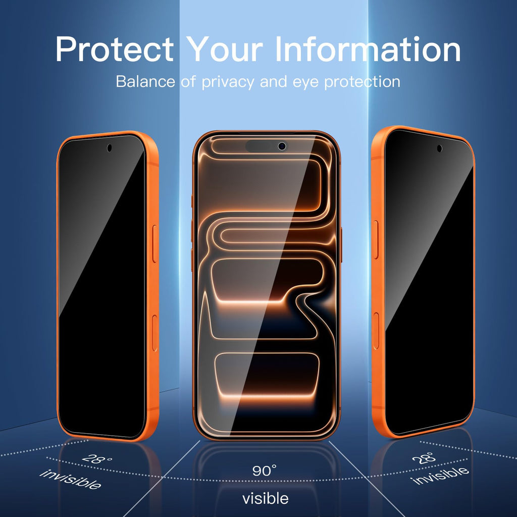 NEW'C for iPhone 16 Pro Screen Protector + Camera Lens Protector + Tool